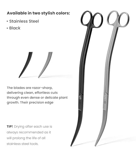 UNS Aquascaping Tools - Stainless Steel, Rust Resistant, Freshwater Planted Tank, Saltwater Reef Aquarium Maintenance Accessory - Trimming Stems & Carpets, Coral Cutting - Wave Scissors, Black - color: Black