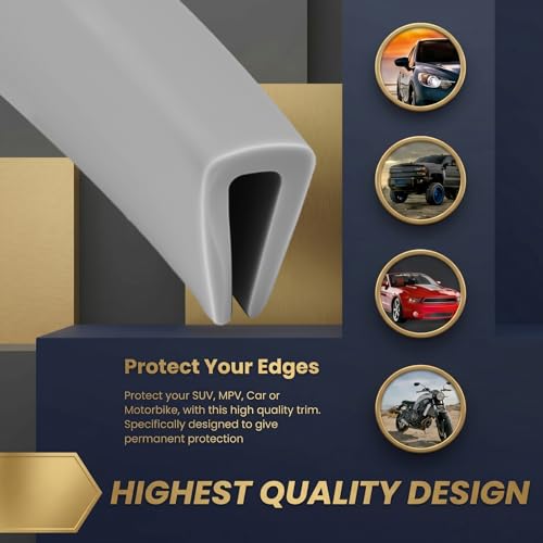 Kingdder Rubber Edge Trim 1/16" U Channel Sheet Metal Edge Protector Door Seal Strip Guard Weather Resistance Fits for Car Doors Steel Plates Glass Hatches Table Corners(10 Feet Long, Grey) - size: 1/16" U ,10 Feet Long