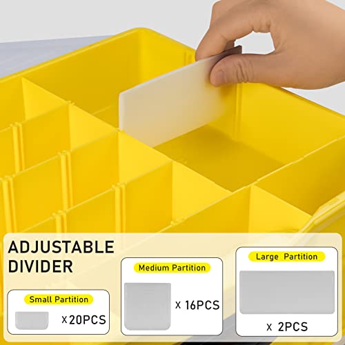 THKFISH Large Tackle Box Organizers and Storager Double Sided Tackle Box Detachable 4 Layers Tackle System for Fishing Accessories - color: C-YELLOW-4 layers tackle box