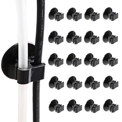 20 Pack Aquarium Suction Cup Clips - Fish Tank Tube Holder for Oxygen Hoses, Air Pumps & Power Cords,Secure Wire Organizer with Strong Suction (Clear Plastic)