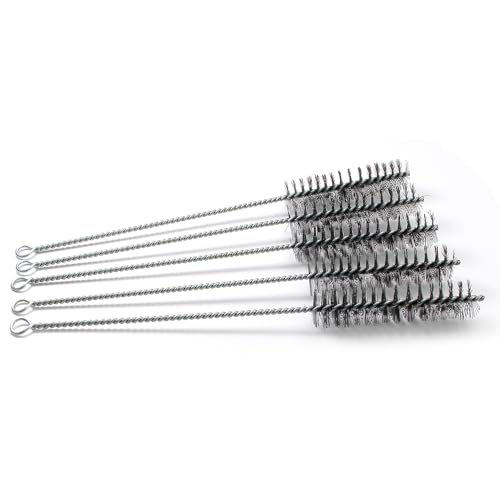 Utoolmart Wire Tube Brushes, Stainless Steel Bottle Bristle Cleaning Spiral Power Pipe Brush, 1.0-inch Diameter 12-inch Long-Handle Cleaner for Auto Parts, Bottles, Tubes, Keyboards,Glass 5pcs - color: 5pcs, size: 2.5cm