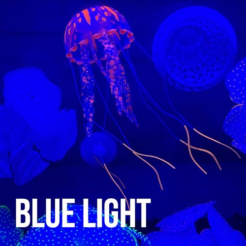 CTWPets Glowing Black Light Jellyfish Aquarium Decoration, Floating Freshwater Decor (Purple) - color: Purple