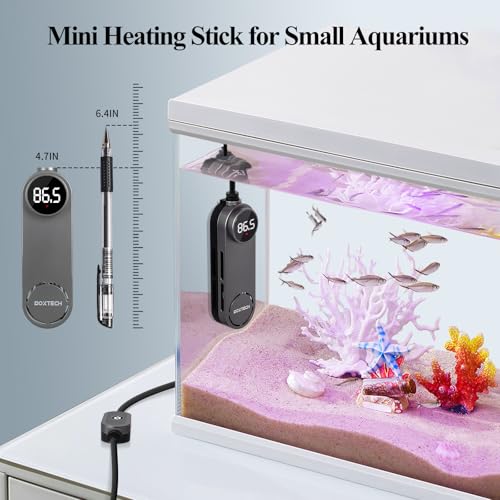 boxtech Small Fish Tank Heater - Mini Aquarium Heater, 50w Submersible Turtle Heater with Adjustable Temperature External Controller for 3 to 12 Gallon Betta Aquarium Tanks - size: 50w for 3 to 12 gallon tank
