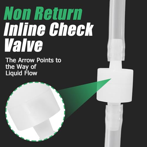 Luomorgo 2 Pcs 1/4" Inline Check Valve - PVDF Plastic One-Way Non-Return Air Check Valve - Ozone Resistant for Fuel, Oil, Water, Air, Gas Pumps & Systems - size: 1/4 Inch