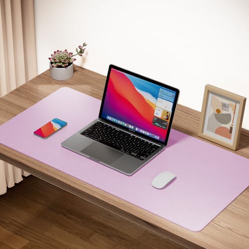 Boutilon Leather Desk Pad Protector,Non-Slip Mouse Pad,Laptop Desk Pad,Office Mouse Mat,Waterproof Leather Desk Blotter,Desk Writing Pad for Office and Home (S-Baby Pink,24"x 14") - color: Baby Pink, size: S 24" x 14"