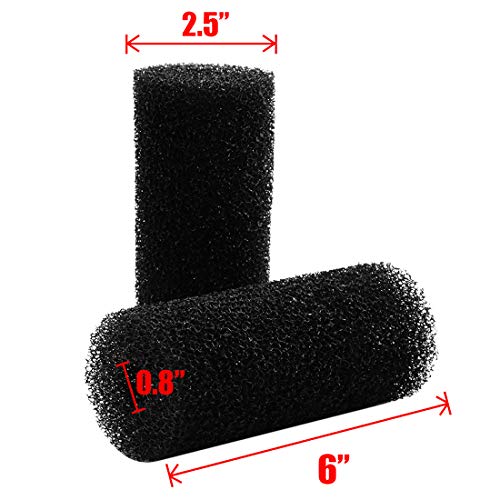 Xiaoyztan 6 Pcs 5.9 x 2.5 Inch Aquarium Pre-Filter Sponges Foam Filter Cartridges with 0.8" Hole Diameter (Black)