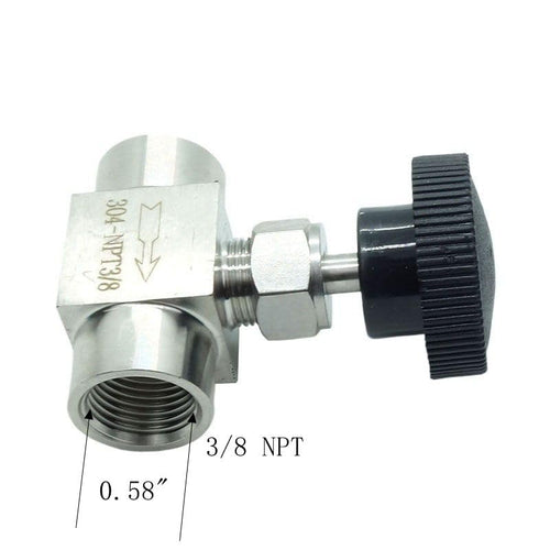 1 Piece Stainless Steel 304 Instrument Gas Needle Valve 3/8" NPT Female x 3/8 NPT Female - size: Straight 3/8" NPT F x F