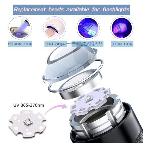 5Pcs 3W Blacklight Bright 365nm UV 3535 SMD High Power LED Chip with Aluminum Plate 20mm Star PCB Base Heat Sink Led Chip Replacement, Repairing Lamps(60deg, 365nm-370nm,DC 3.2-3.6V,700mA) - color: Purple365-370nm