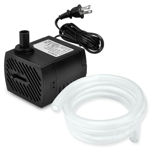 DOMICA (80GPH 4W) Mini Submersible Water Pump with 2.2FT Tube for Pond, Aquariums, Fish Tank, Hydroponics, Tabletop Fountain, Pet Fountain, Indoor or Outdoor Fountain Pump (AC Powered)