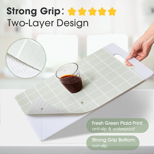 Beautysaid Shelf and Drawer Liner for Kitchen Cabinet, Non Adhesive Non Slip Shelf Paper Waterproof Washable Thickened for Dresser Pantry Shelve Bathroom Protector Liner(Light Green,12 in x 10 FT) - color: Light Green, size: 12"W x 118"L