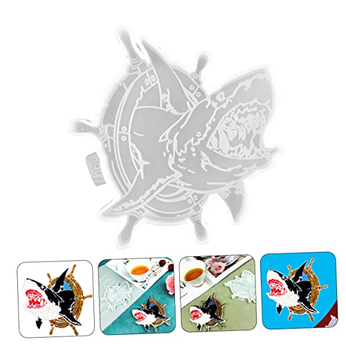 VILLCASE Shark Design Epoxy Resin Molding Cup Mat Silicone Mold for DIY Projects