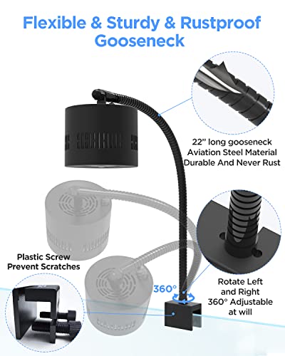 Lominie Aquarium LED Light 10 Gallon Fish Tank Light Timer Clip on Aquarium Lamp Full Spectrum 85W 6500k for Freshwater Refugium Cube Tank with Gooseneck - color: A120 Freshwater