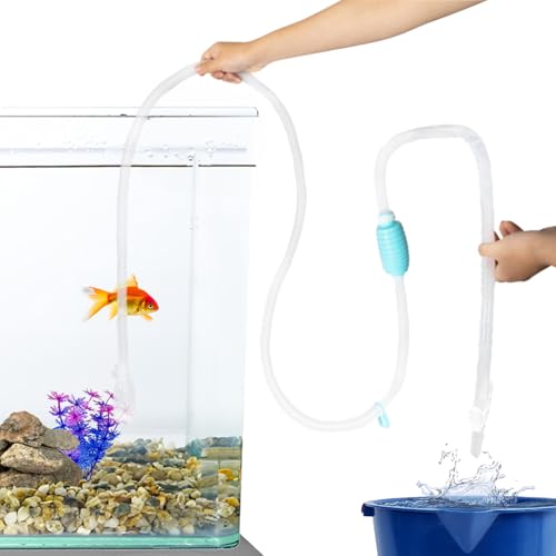 TERA PUMP BPA Free 10 feet Hose Aquarium Cleaner Siphon Pump - Hand Siphon Pump to Drain Long Distance Replace Your Water in Minutes! WFC (Water Flow Controller), Clip, Nozzle Holding Cup