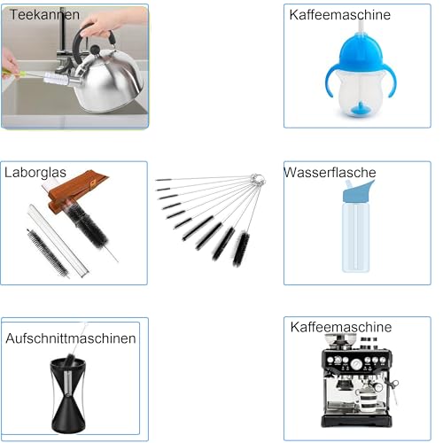 Nylon Tube Brush Set Pipe Tube Cleaner Bottle Cleaning Brushes for Drinking Straws Glasses Keyboards Jewelry Cleaning Beaker Cleaning Brushes Hummingbird Feeder Cleaning Brush（ 10PCS 8 Inches）