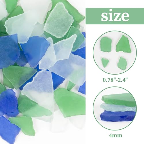 Sukh Sea Glass for Crafts Bulk – 15 OZ Seaglass Blue Green Clear Mix, Beach Glass for Crafts, Sea Glass Decor Vase Filler, Sea Glass Art for DIY, Home Coastal Decoration & Christmas Tree Projects - color: Bule