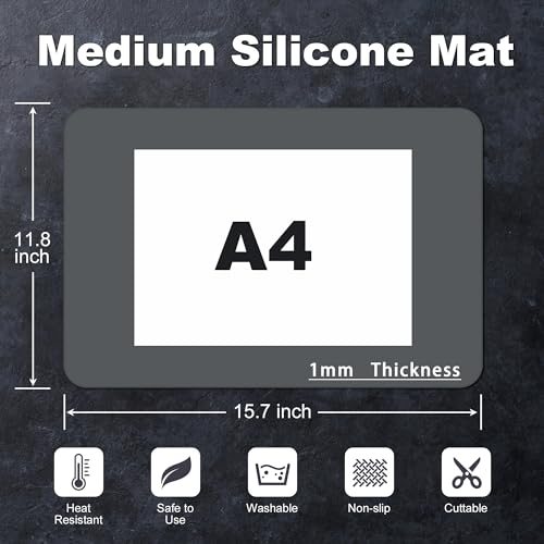Silicone Mat for Kitchen Counter, Silicone Mat Trimable to Size (Dark Gray, 15.7×11.8inch-2pcs), BPA-Free Silicone Placemat, Heat-Resistant NonSlip Table Mat for Air Fryer, Countertop Protector Mat - color: Dark Gray, size: (M1 - 15.7''x 11.8‘’x 0.04'')