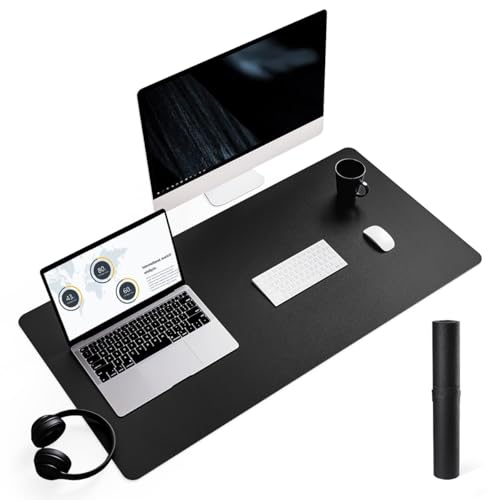 YSAGi Non-Slip Leather Desk Pad L Size, Waterproof Laptop Computer Desk Keyboard Mat, Table Protector Blotter Mat, Large Mouse Pad for Office/Work/Home/Decor(Black, 35.4" x 17") - color: Black, size: 35.4" x 17"
