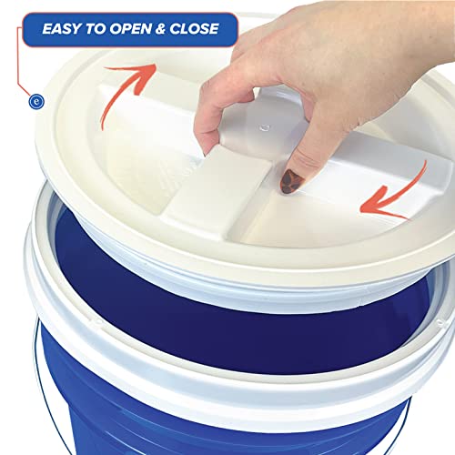 ePackageSupply 5 Gallon Bucket - Food Grade Bucket with Airtight Gamma Seal Screw-On Lid, BPA-Free, Heavy-Duty 90 Mil HDPE Plastic, Bulk Storage, Durable Container, Made in USA, Blue/White, 3 Packs - color: Blue/White, size: 3 Packs