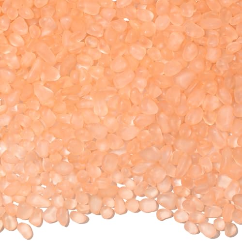 QEQEKAKA Sea Glass Stones for Crafts About 1LB (405g/14.28oz) Glass Pebbles Gemstones Bulk for Beaching Wedding DIY Decoration Aquarium Turtle Tank Vase Filler - color: Peach‌, size: 1LB (405g/14.28oz)