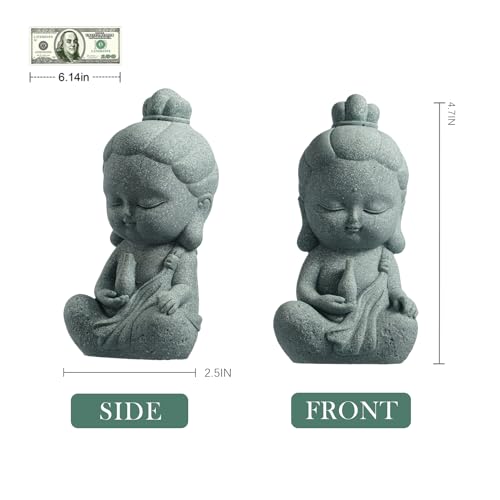 FENGSHUI-CAISHEN Small Guan Yin Statue - Handmade Stone for Meditating Zen Fish Aquarium Tank Desktop Decor, Baby Quan Yin Figurine, Kwan Yin - color: Guan Yin Buddha, size: Large
