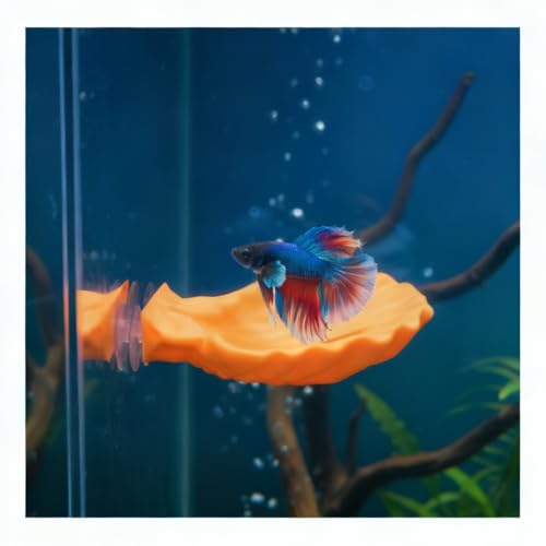 Betta Fish Hammock, Shell Pad with Strong Suction Cup Natural Resting Bed for Bettas Soft Fin-Safe Silicone Betta Fish Tank Decor and Accessories (Orange) - color: Orange Small