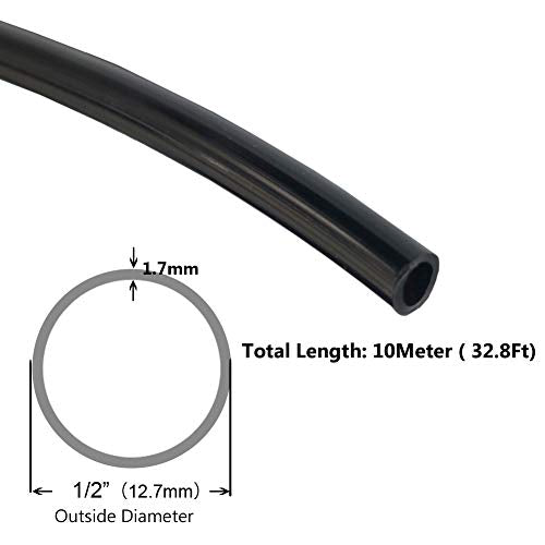 Beduan Pneumatic Nylon Tube SAEJ844 Air Line Nylon Hose Tubing for Air Brake System or Fluid Transfer (1/2”OD 32.8FT, Black) - color: Black, size: 1/2"OD 32.8FT