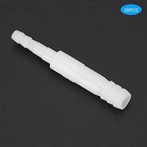 Yctze 20pcs Aquarium Hose Adapter - 4mm to 8mm PVC Air Valve Tube Connector Converter Straight Clear White Plastic Inline Tubing for Easy Water Pipe Connection