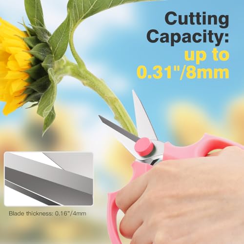 Housolution Flower Scissors, 3 Pack, Strong Floral Shears, Premium Steel Pointed Garden Pruning Shears Floral Fruits Leaf Scissors Hand Pruner Snip Trimming Tool for Gardening Flower Arrangement, Pink - color: Pointed-pink, size: 3 Pack