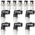 TAILONZ PNEUMATIC Elbow and Straight Combination 1/4 Inch Tube OD x 1/4 Inch NPT Thread Push to Connect Fittings PC-1/4-N2+PL-1/4-N2(Pack of 12) - size: 1/4"OD x 1/4"NPT