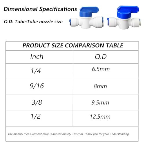 1/4" x 3/8" Push-Fit Globe Valve for RO System, 5 Pcs | Quick ball valve switch connects 1/4" to 3/8" for reverse osmosis RODI water filters & purification systems. - style: 1/4 turn 3/8 quick connect ball valve