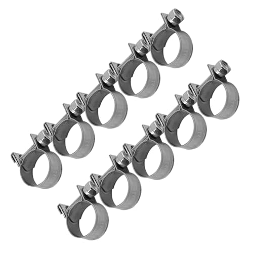 10pcs Stainless Steel Hose Clamps – Adjustable 6-20mm Fuel Line Pipe Clips for Air, Water, Silicone & Fuel Hoses (14-16Mm) - size: 14-16Mm