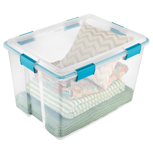 Sterilite 8-Pack Gasket Box, Weather-Resistant Storage Bins with Latching Lids, 80 Quart - Heavy-Duty Organizing Containers for Closet, Bathroom, and Office - size: 80 Quart, style: 8 Pack