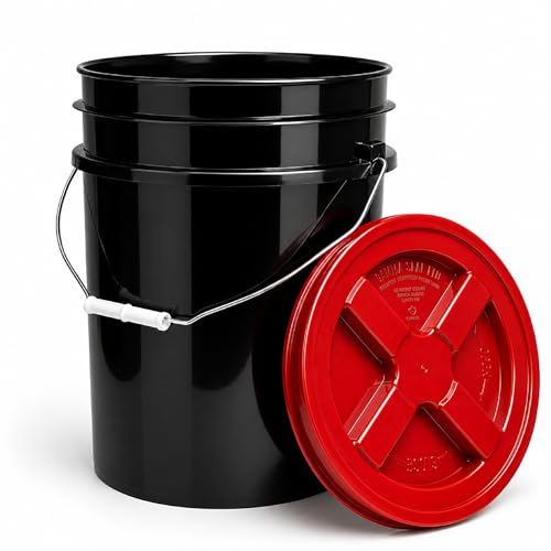 ePackageSupply 5 Gallon Bucket - Food Grade Bucket with Airtight Gamma Seal Screw-On Lid, BPA-Free, Heavy-Duty 90 Mil HDPE Plastic, Bulk Storage, Durable Container, Made in USA, Black/Red, 6 Packs - color: Black/Red, size: 6 Packs