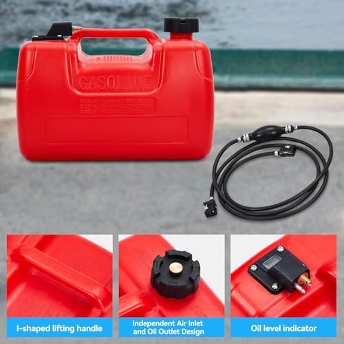 Portable Boat Fuel Gas Tank, 3 Gallon/12L Outboard Marine Boat Tank with Transfer Hose & Gauge for Outboard Engine, Yacht, Fishing Boat - size: 3 Gal