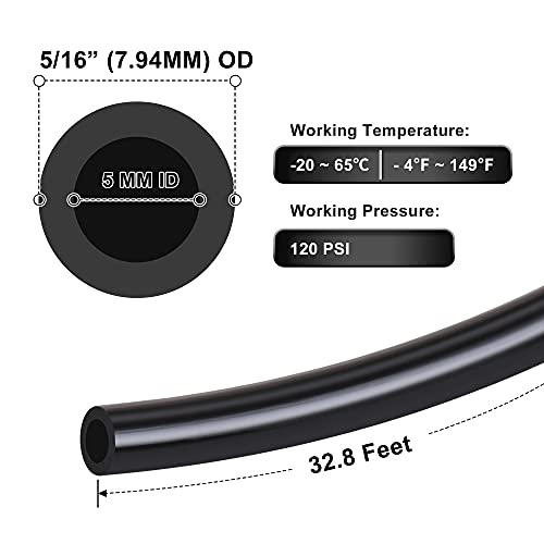 Hromee Air Line Tubing Kit, 5/16 Inch (7.937MM) OD x 32.8 Feet Polyurethane PU Tube and Push to Connect Fittings, 14 PCS Compressed Pipe and Accessories Kit - size: 5/16 Inch