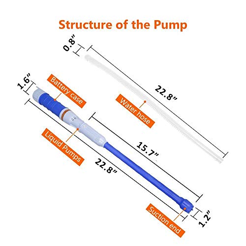 2 Pack Battery Powered Water Diesel Gas Oil Transfer Pump Portable Hand Held Electric Plastic Liquid Pumping Manual Sucker Pump for Fuel,Oil,Water,Gas,Fish Tank (2 Pack Blue)