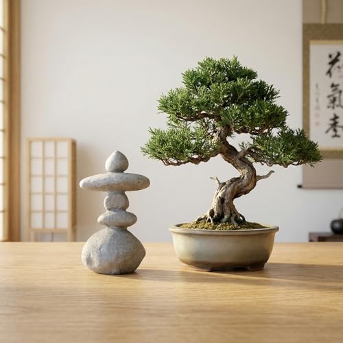 5-Stone Mini Stacked Zen Rock Stone Decor,Handmade Rocks Statues Japanese Garden Decor, Fish Tank Aquarium Decorations,Micro Landscape Decor (5-Stone) - size: 5-Stone