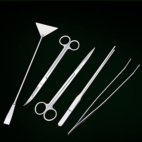 5 Pack Aquarium Scissor Tweezers Spatula Tool 5 in 1 Stainless Steel Aquascaping Tools Set Starter Kits