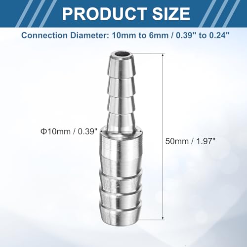 uxcell 3/8" to 1/4" Hose Barb Reducer Pipe Fitting 304 Stainless Steel Adapter Fluid Exchanger Connector for Water Oil Fuel Gas Pipe Connections 2pcs - size: 3/8" to 1/4"