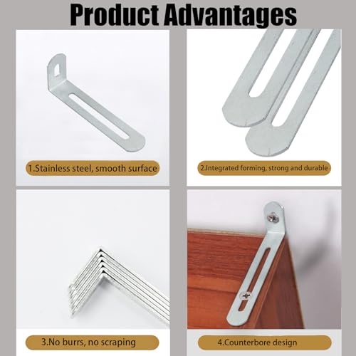 2.6"x1.3"x0.6"Adjustable Right Angle Brackets Metal L Bracket Heavy Duty 90 Degree Corner Fastener L-Shape Corner Brace Support Silver Shelf Bracket , 10Pcs - size: 2.6"x1.3", style: SILVER/10PCS