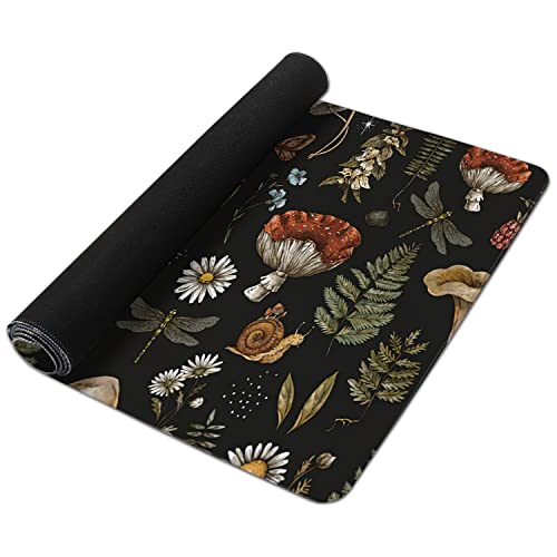 Vintage Mushroom Large Mouse Pad Extended Gaming Mouse Pad Waterproof Desk Mat with Stitched Edge,Non Slip Base Keyboard Mouse pad for Home Office 35.4" X 15.7" - color: Vintage Mushroom