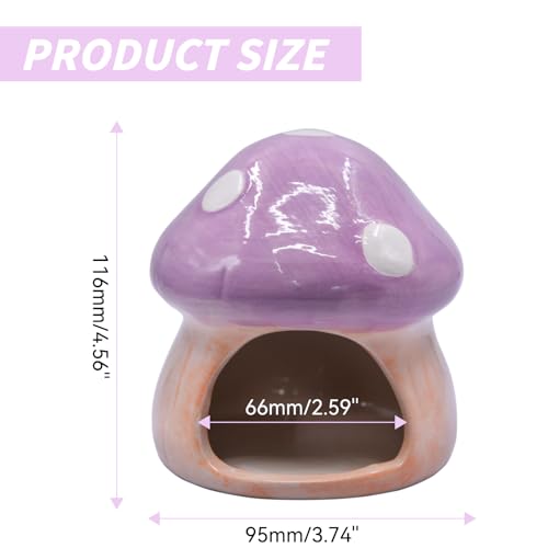Aquarium Mushroom House Decorations, Ceramic Fish Tank Hideout Landscaping, Small Fish Hideaway Spawning Cave Decor for Shrimp Goldfish (Purple) - color: Purple
