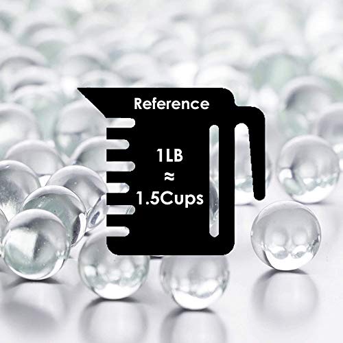 CYS EXCEL Clear Marble Gemstone Vase Filler (5 LBS) | Multiple Color Choices Aquarium Round Marble Beads | Decorative Mosaic Glass Gem Pebbles - color: Clear, size: 5 LBS