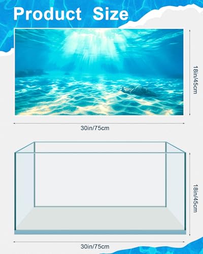 4 Pack Aquarium Background Polyester 30 x 18 Inch Cloth Fish Tank Background Undersea Corals Sunshines Rock Aquatic Plants Wallpaper with Double-Sided Tape - size: 30 x 18 Inch