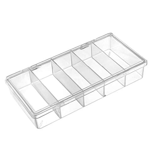 uxcell Component Storage Box - PS Fixed 5 Grids Electronic Component Containers Tool Boxes Clear White 180x85x34mm
