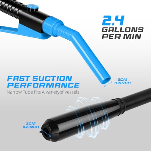 Portable Transfer Pump Battery Operated Electric Siphon Pump for Gas, Fuel, Diesel, Water Transfer 2.4 GPM Flow Oil Extractor, 47 Inches Hose-Easy to Use Hand Fuel Pump, Multi-Use Transfer Pump(Blue) - size: 1 Pack Blue 2