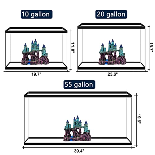 Aquarium Castle Decoration for Fish Tank Castle Cave Hideouts House Plants Supplies Accessories Safe for Freshwater and Saltwater Fish Tanks – Medium（Blue） - color: Age-of-Magic Wizard’s Castle [ Blue ]