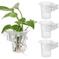 Hanging Aquarium Plant Holder Cup with Suction Cups 4-Pack Aquatic Plant Basket for Fish Hydroponic Planter for Aquatic Cultivation and Aquarium Decoration
