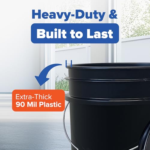 ePackageSupply 5 Gallon Bucket - Food Grade Bucket with Airtight Gamma Seal Screw-On Lid, BPA-Free, Heavy-Duty 90 Mil HDPE Plastic, Bulk Storage, Durable Container, Made in USA, Black/Yellow, 6 Packs - color: Black/Yellow, size: 6 Packs