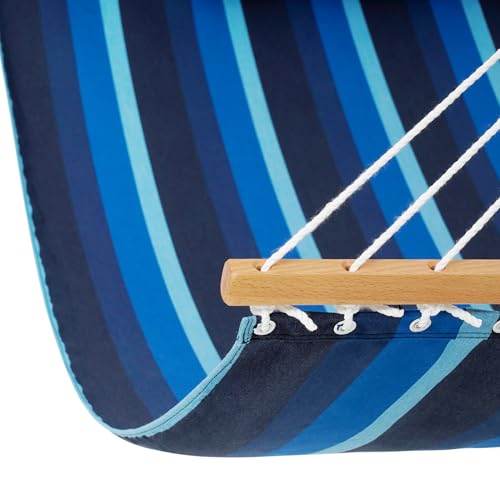 Lazy Daze Hammocks 12 FT Sunbrella Fabric Hammock Non-Fading with Spreader Bars and Free Pillow Fits for 2 Persons, All Weather and Fade Resistant for Patio Yard, 450 lbs Capacity, Gateway Indigo - color: Gateway Indigo